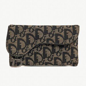 Christian Dior Saddle Noir Logo-Monogram Canvas Wallet